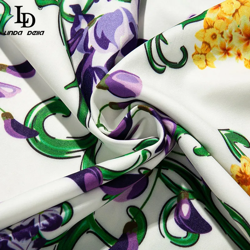 

LD LINDA DELLA Fashion Designer Summer Loose 5XL Plus Size Long Dress Women's Batwing Sleeve Flower Print Bohemian Maxi Dresses