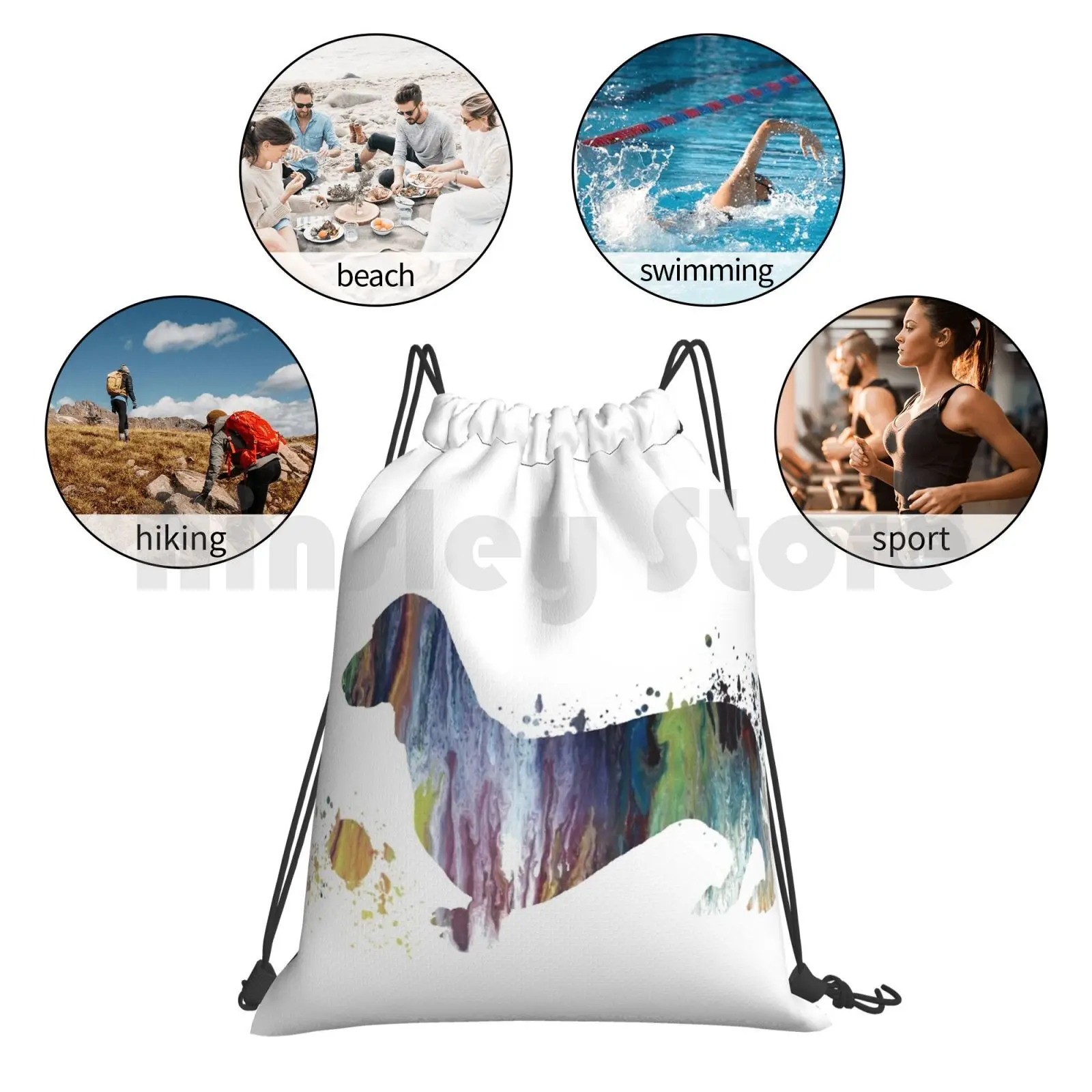 

Dachshund Art Backpack Drawstring Bags Gym Bag Waterproof Dachshund Dachshund Doxie Watercolor Water Color Dog Dogs