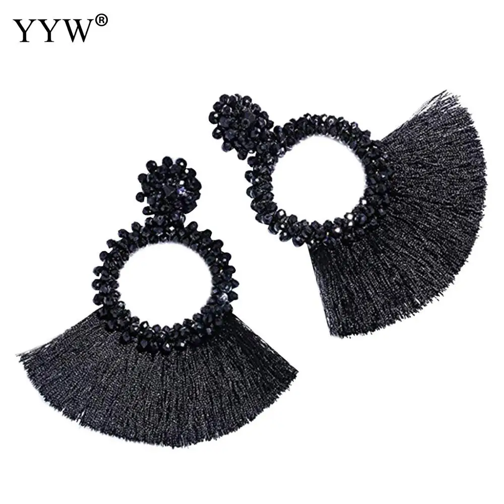 Красочные женские серьги с кисточками Висячие хлопковые нитки рассады ручной