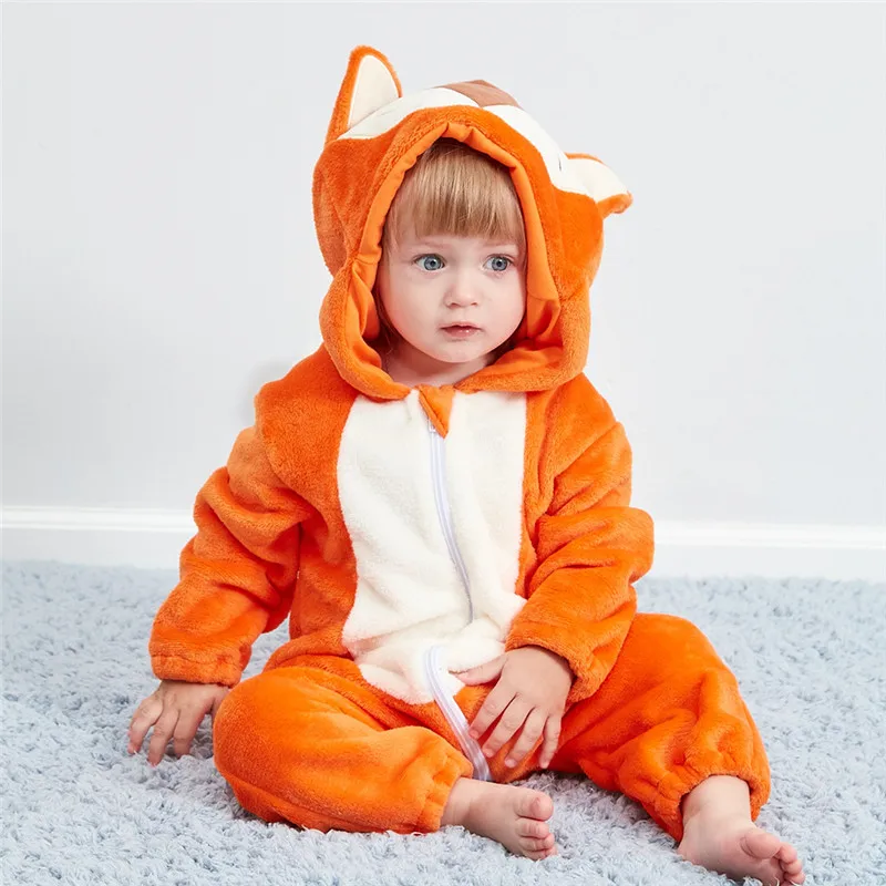 

Newborn Baby Rompers Baby onesies autumn warm flannel baby clothes baby animal cartoon shape Boy girl romper Infant Jumpsuit