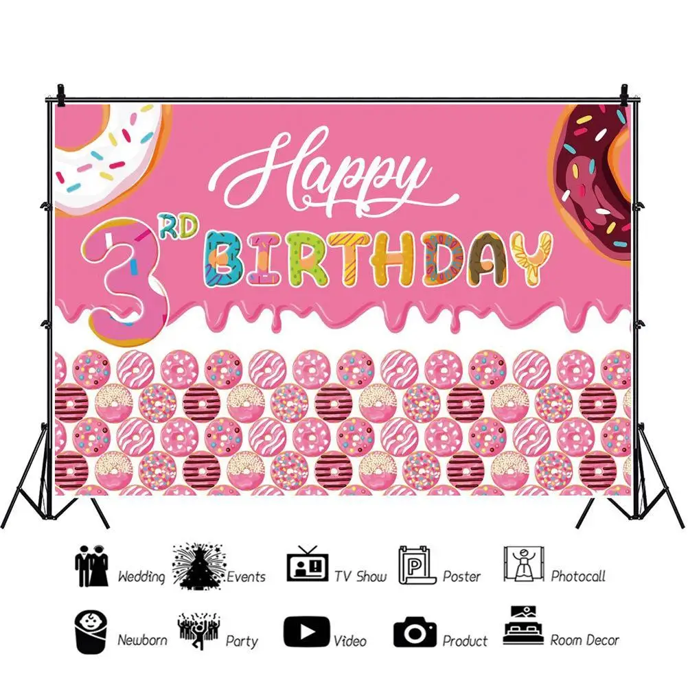 

Sweet Donuts Photography Background Child Portrait Newborn Baby 1st 2nd 3rd Birthday Party Backdrop Table Photo Decor Props