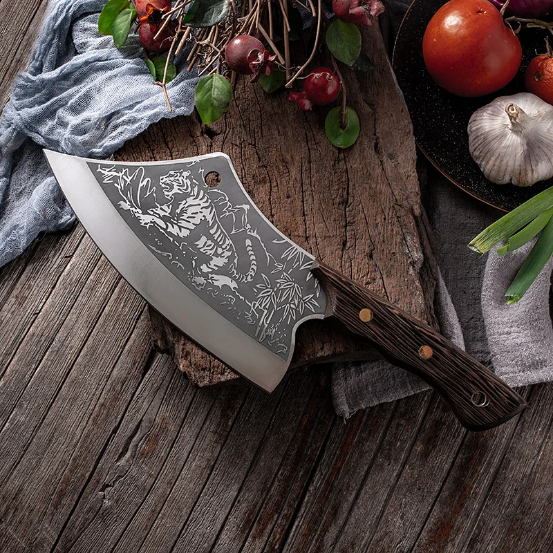 

Chopping knife household sharp kitchen knife tiger pattern stainless steel chopping cutting chicken duck slaughter fish knife