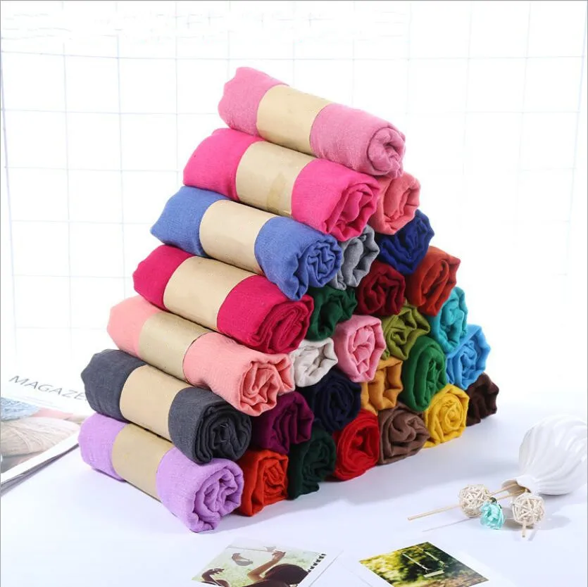 Дизайнерские Для женщин шарф тонкий мягкий хиджаб одноцветные шали и палантины