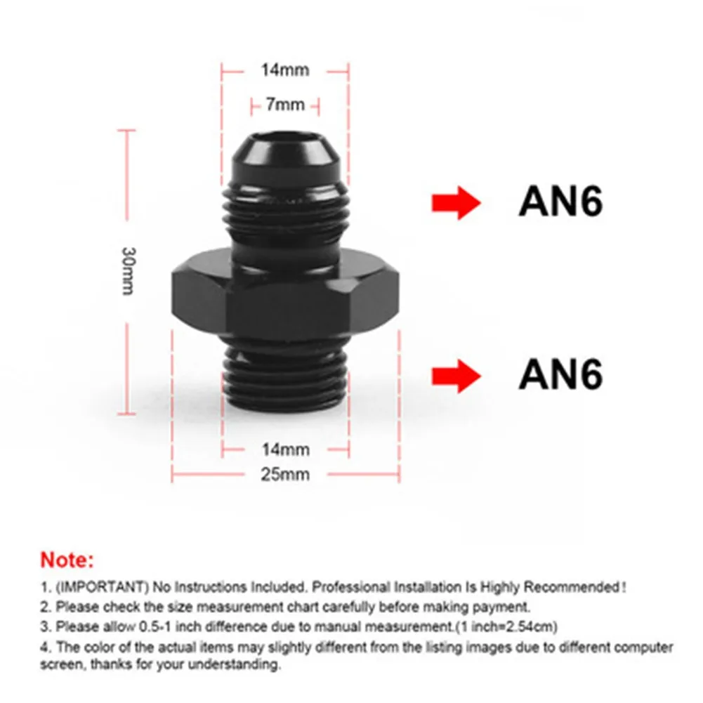 

6061-T6 Male Adapter Aluminum Anodized Black ORB6-AN6/ORB6-AN8/ORB6-AN10