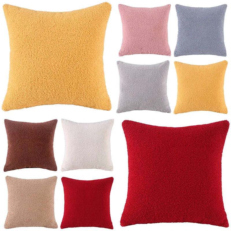 

Square Soft Modern Plush Pillowcase Sofa Cushion Cover Home Textile Products Solid Color Pillow Cover Plush Pillowcase New Hot