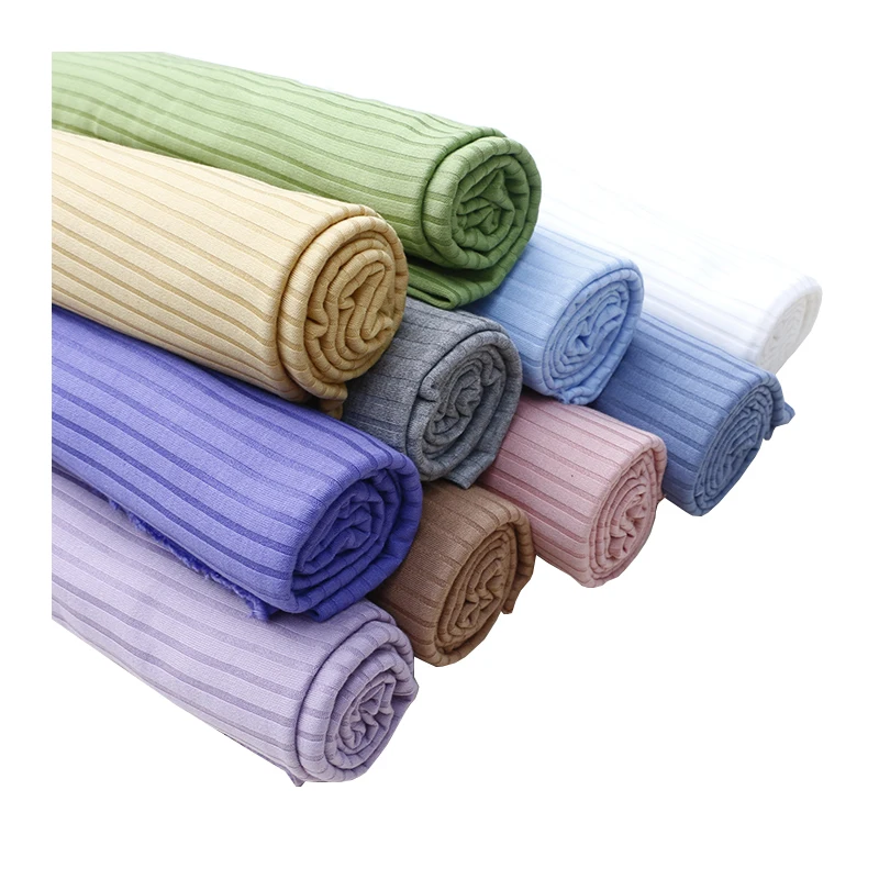 

Width 64'' Spring Summer Simple Thread Pit Knitted Fabric By The Half Yard For Soft Baby Cotton Cloth Bottoming Shirt Material