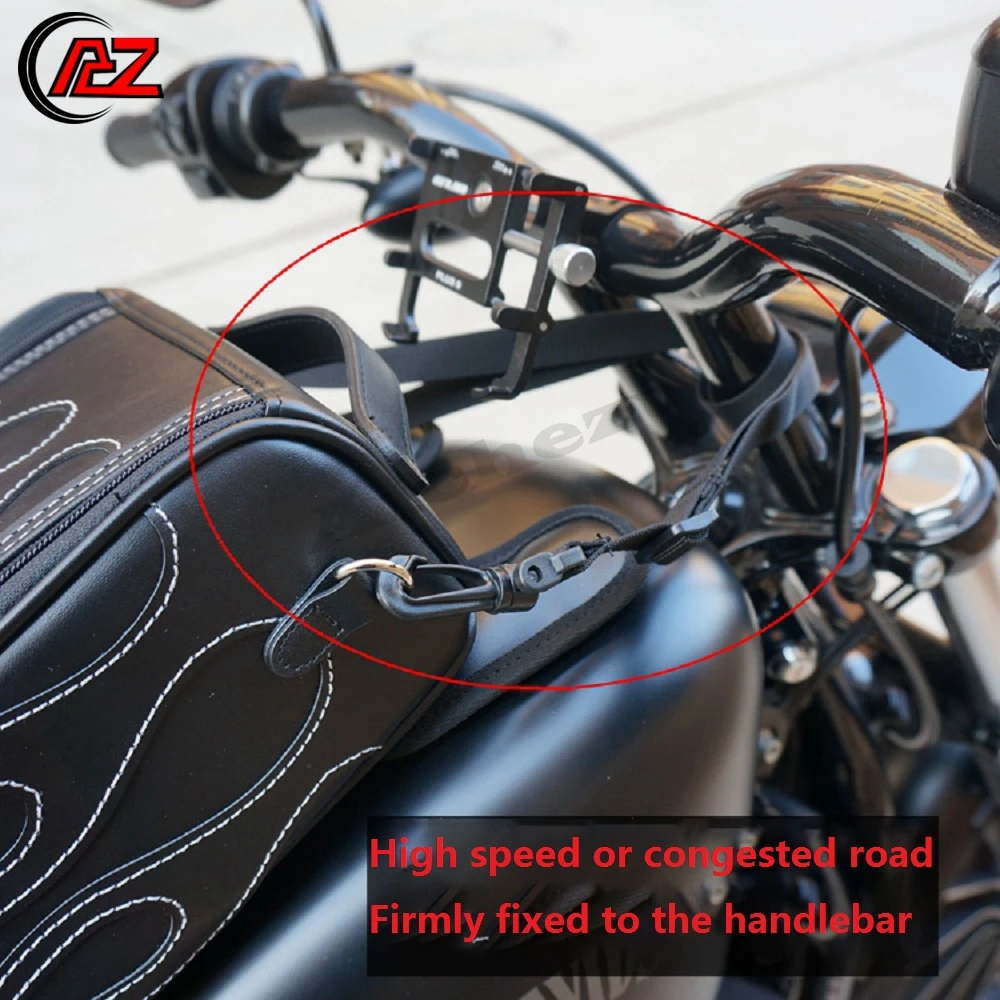 Retro Motorcycle Black Leather Fuel Tank Bag Storage Bag for Harley Cub 500 Benali 502C 752S enlarge