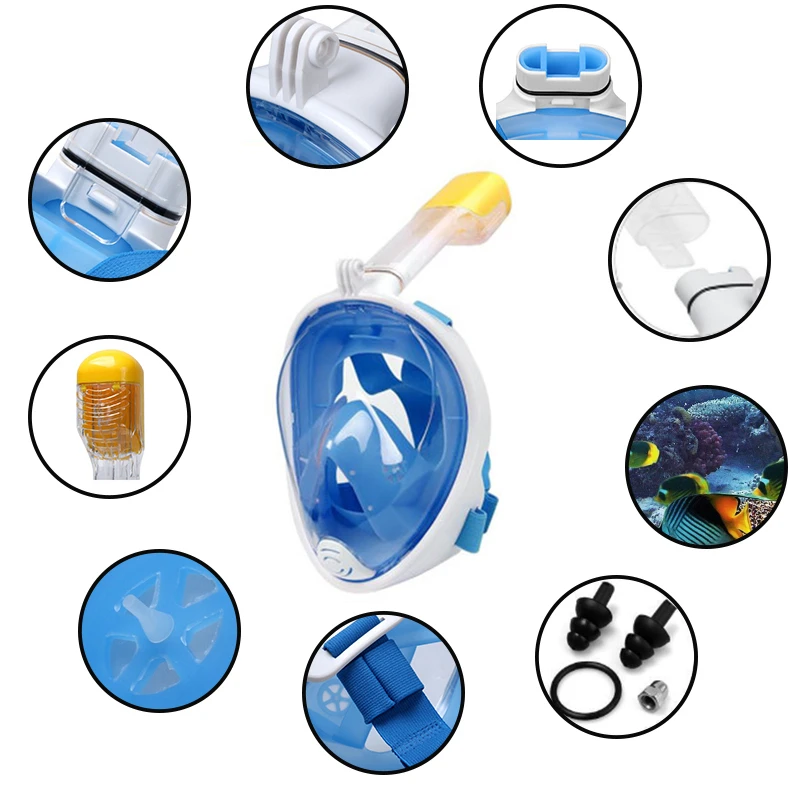 Маска для плавания с аквалангом на все лицо противотуманная маска подводного и