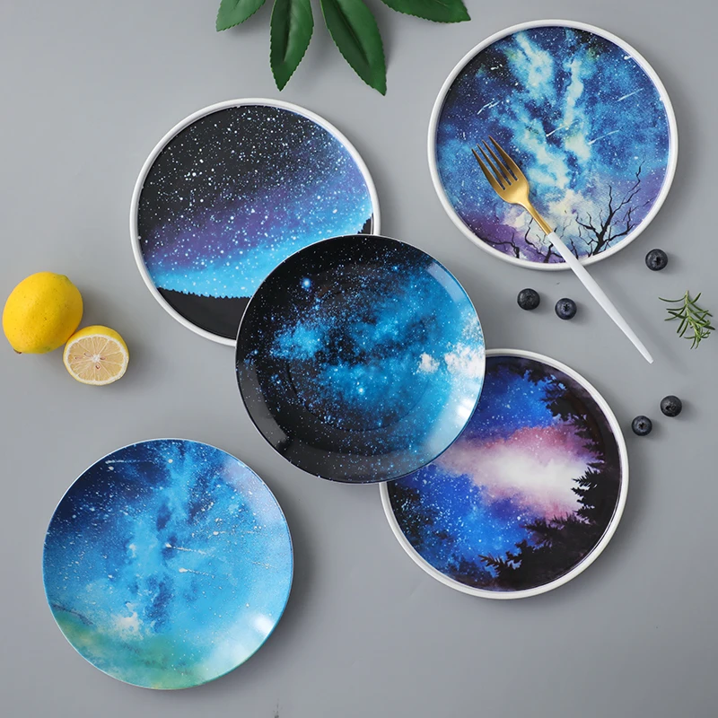 8-дюймовая тарелка для завтрака из костяного фарфора со звездами посуда домашнее