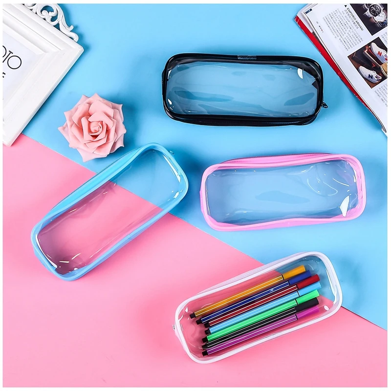 

Pencil Case Transparent back to school Large Capacity Black pink Stationery Office Supply kalem kutusu kawaii bag kalemlik cute