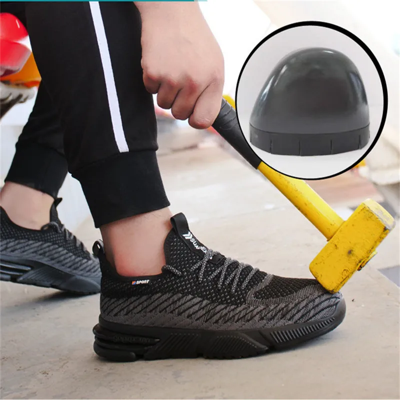 

Work Safety Shoes Men Ankle Boots Shoes Man Work Breathable Lightweight Boots Soft Rubber Sole Sports Shoes Men Industrial Boots