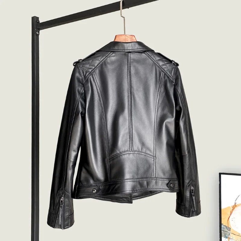 

JCHB 2021 Motorcycle Genuine Leather Jacket Woman Spring Real Sheepskin Coat Female Plus Size Women Clothing 5xl Veste Femme Pp