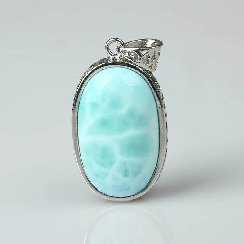 

Женский кулон с натуральным камнем Ларимар, инкрустированное серебром 925 пробы, в японском и корейском стиле
