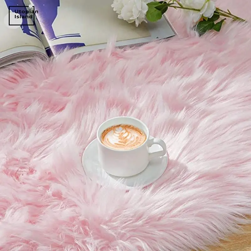 Мягкий ковер современный розовый для гостиной меховой плюшевый пушистый спальни