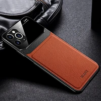 Shockproof Case for iPhone Pro Max Leather Mirror Tempered Glass Phone Back Cover For iPhone Plus