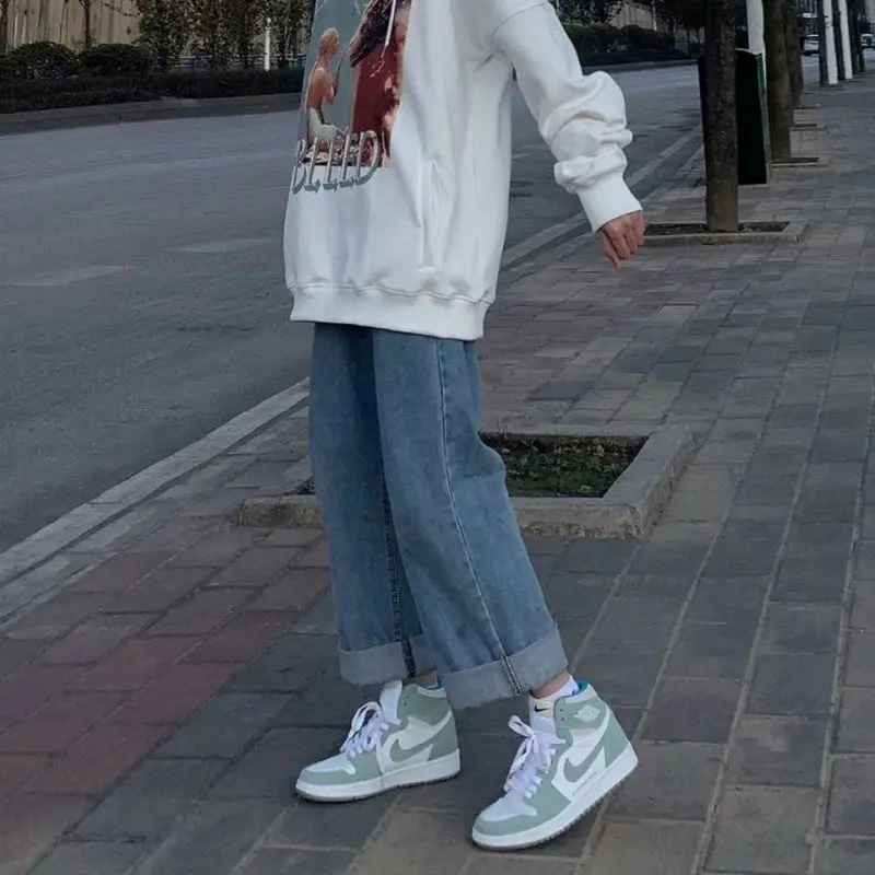 Женские джинсы винтажные широкие брюки повседневные свободные универсальные