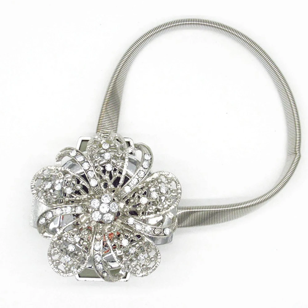 

Window Curtain Clip Crystal Flower Curtain Buckle Magnetic Tieback Retractable Metal Curtains Holder Home Decor