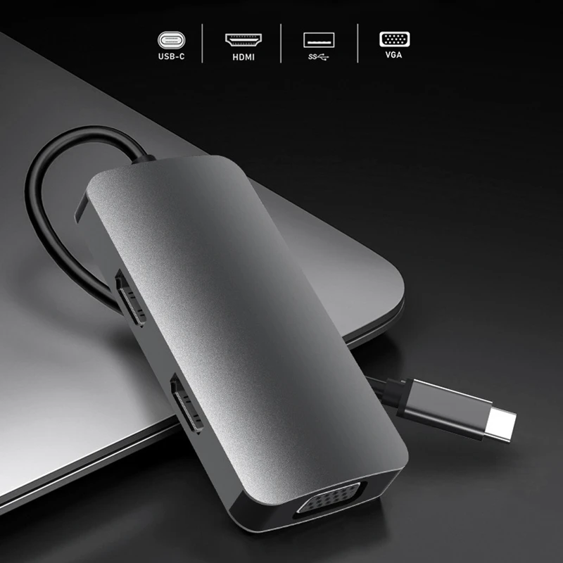 Алюминиевый сплав USB C внешняя мульти Sn Ie карта 3 1 док станция двойной 2 HDMI VGA