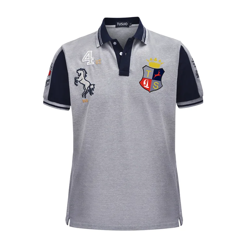 

2021 summer new short-sleeved t-shirt men's lapel tide brand embroidery men's polo shirt casual cotton slim-fit T-shirt top