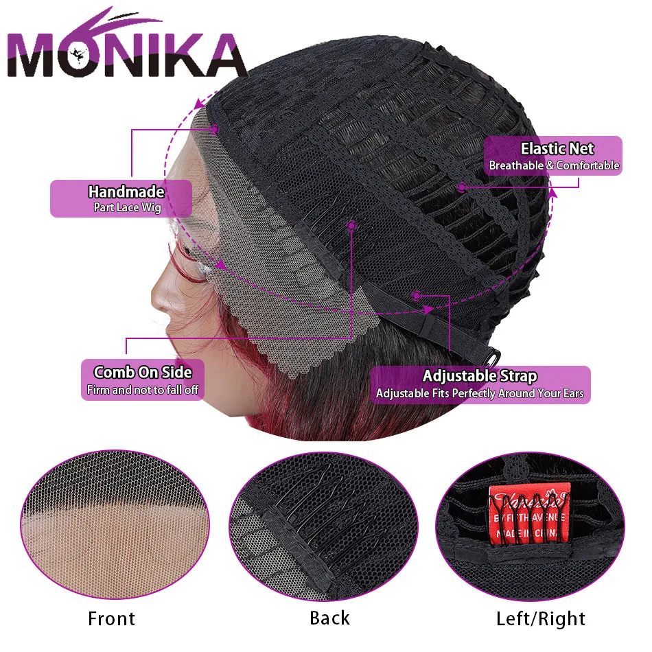 Monika 1B 99J Омбре человеческие волосы парик T часть кружева парики бразильские