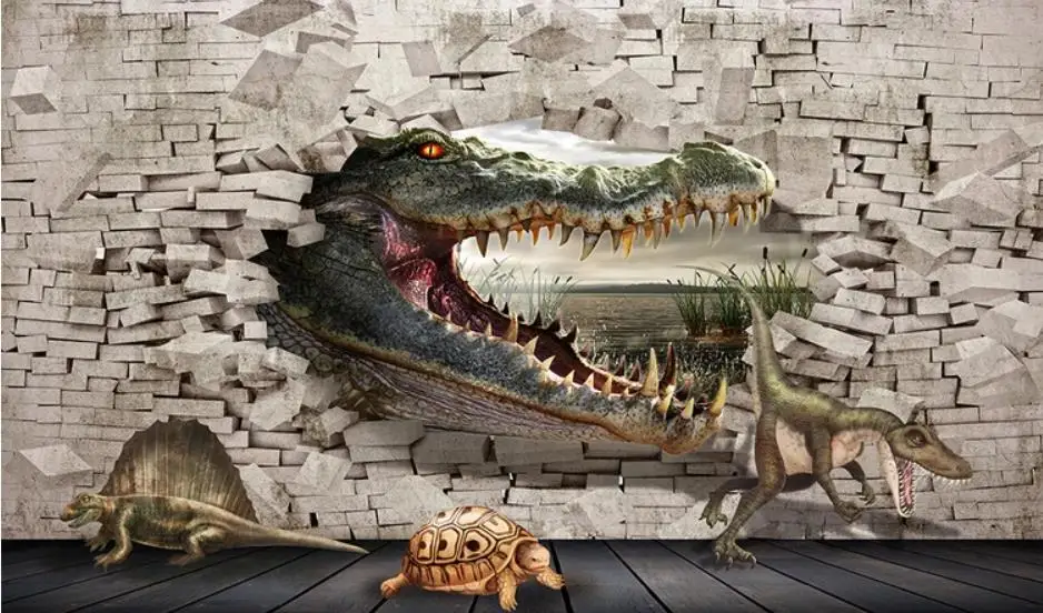 3d Настенные обои для гостиной кирпичная стена животное 3D стерео живопись фоновая