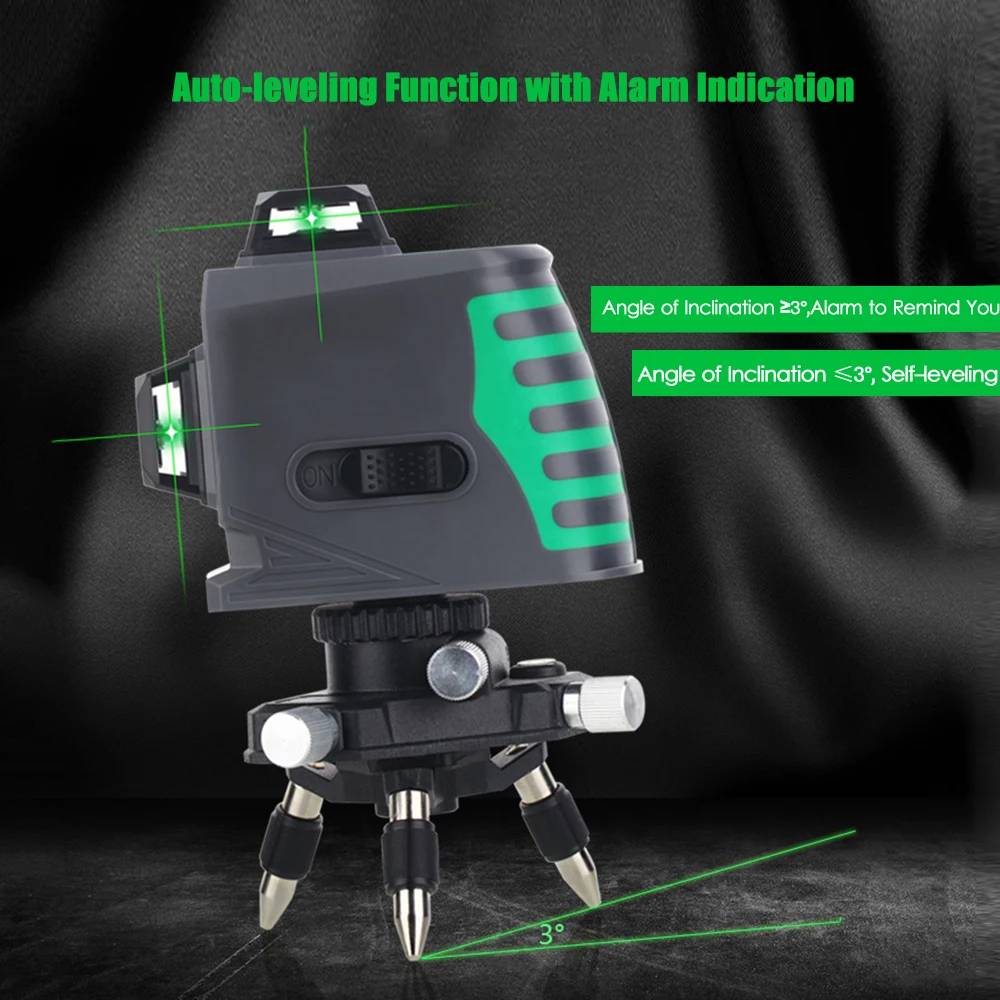 Самонивелирующийся зеленый лазерный уровень 12 линий 360 градусов|Лазерные уровни|