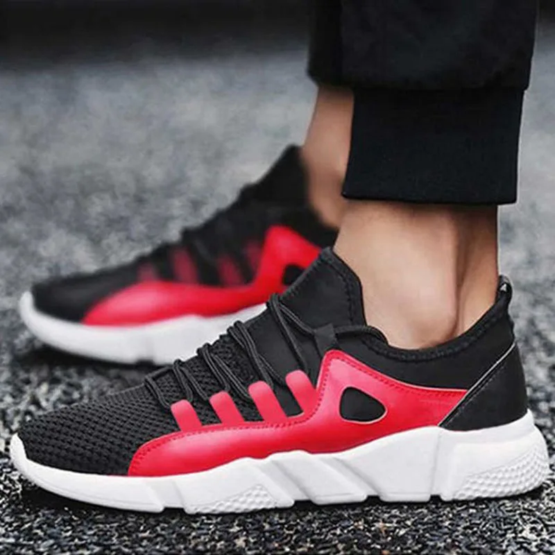 Мужские сетчатые кроссовки черные повседневные спортивные туфли дышащие лоферы