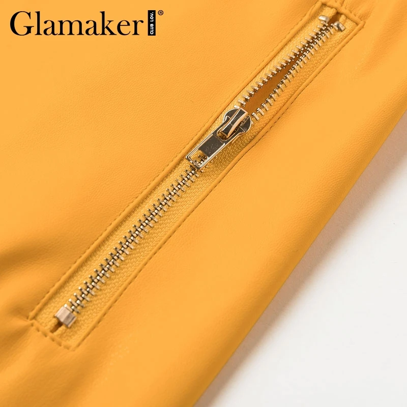 Glamaker, сексуальное короткое платье из искусственной кожи на молнии, женское платье на одно плечо с поясом, осеннее платье, элегантное женское платье для вечеринки, Клубное платье, vestido