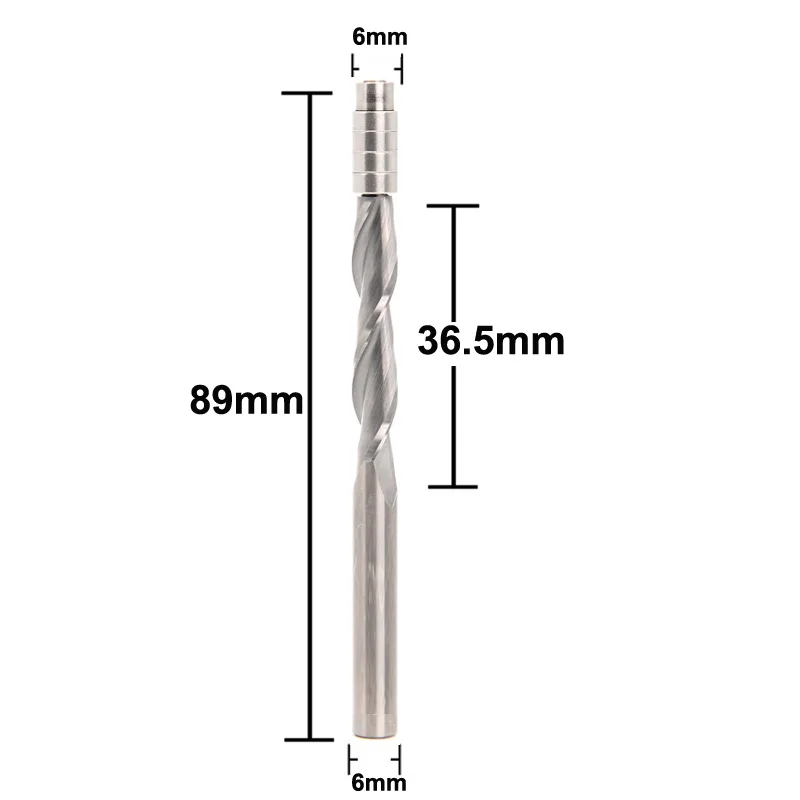 

6mm shank bit Up Cut Flush Trim Solid Carbide Spiral template Router Bit longer cutting length 4 bearing cnc woodworking tools
