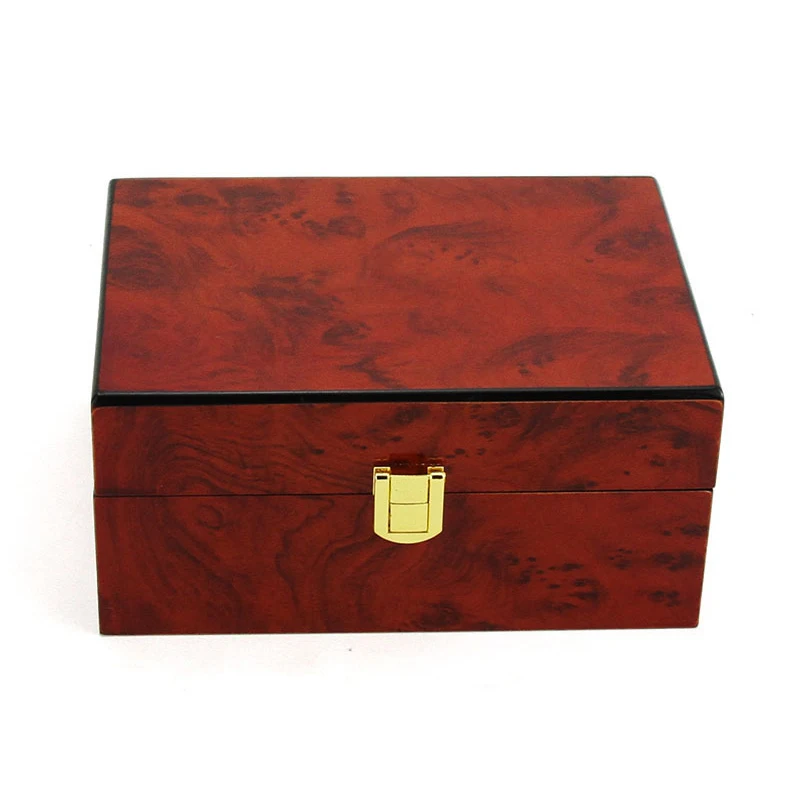 

Fashion Luxury Cushion Interior Wooden Lock Clasp Solid Metal Jewelry Watch Storage Display Box Showcase Mens Gift