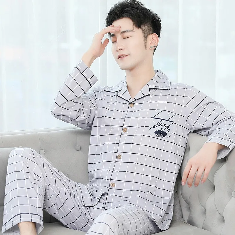 Осень-зима 2020 повседневные пижамные комплекты в клетку с длинным рукавом для