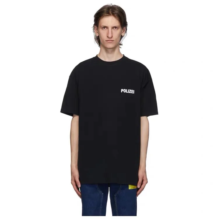 

Summer Hip hop T-shirts High Quality 1:1 Vetements Polizei Letter Print Oversized Men Women High Street Top Tees Cotton T shirt