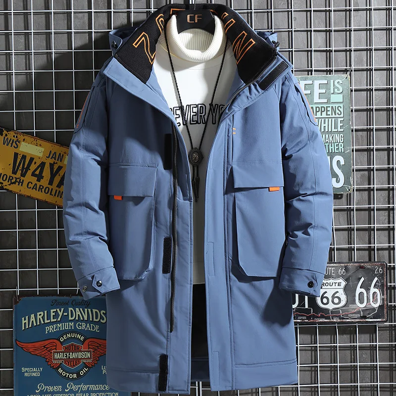2021 New men's padded long casual white duckrdown down jacket hooded brand high quality coat winter snow letters fashion