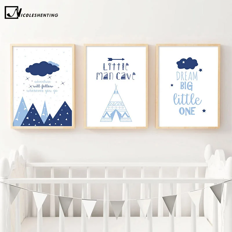 

Cartoon Child Poster Little Man Cave Nursery Quote Print Baby Boy Wall Art Canvas Painting Nordic Kid Bedroom Decoration Picture