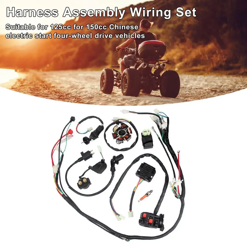 

Full Complete CDI Wire Harness Assembly Wiring Set For Motorcycle ATV Quad Pit Bike Buggy Go Kart 125CC 150CC ATV Accessories