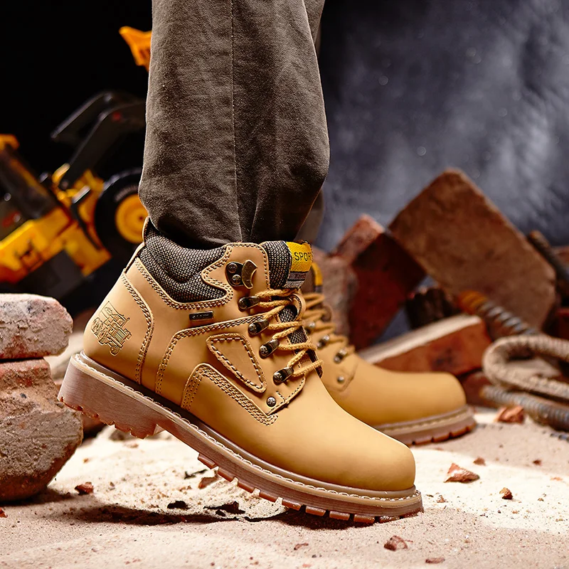 Модные английские кожаные мужские ботинки в стиле ретро очень теплые зимние