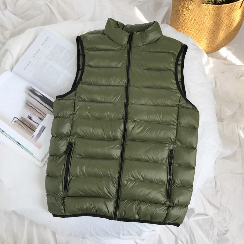 Зимняя мужская пуховая куртка одноцветная жилетка без рукавов большие размеры с