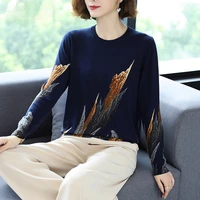 2020 autumn winter casual knitted sweater women pullover sweaters loose jumper o neck long sleeve printed sweater women