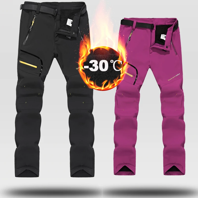 Спортивные женские и мужские толстые теплые софтшелл брюки 30 градусов Лыжный