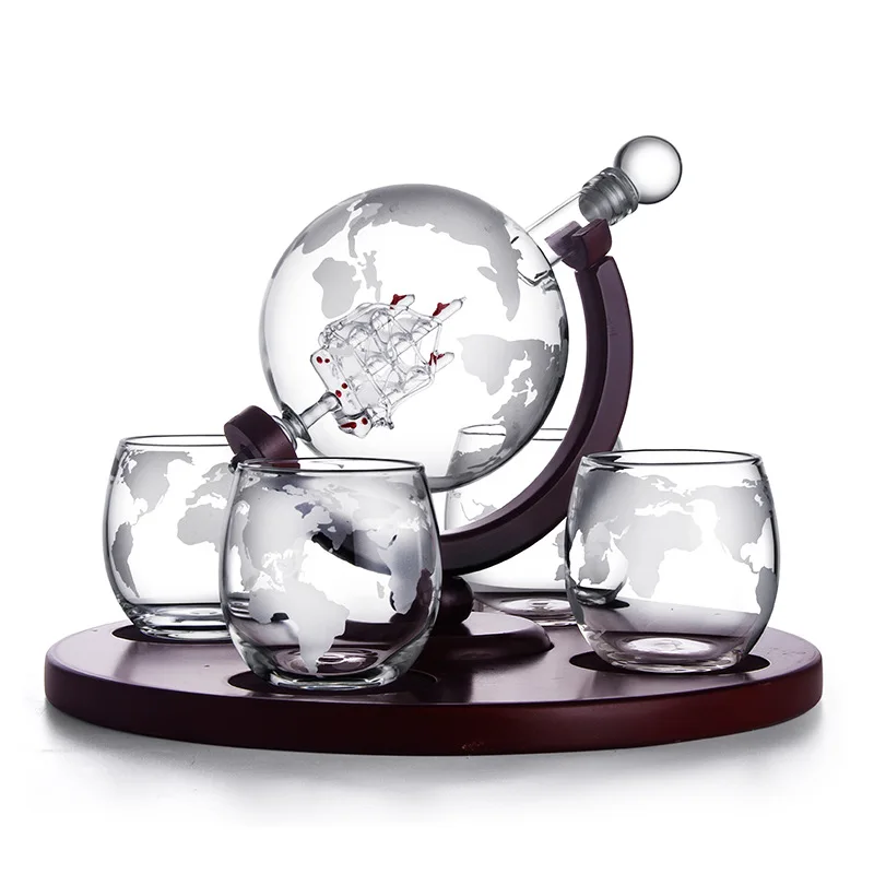 

Earth-shaped bottle high boron silicon glass bottle 6pcs/set of whisky bottle glass wake-up device whiskey barrel decanter wine