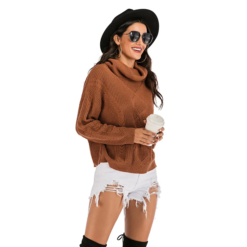 

Женский трикотажный свитер-водолазка с длинным рукавом