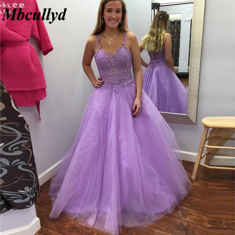 Mbcullyd Chraming лиловый Тюль Выпускные платья с аппликацией кружевное импортное