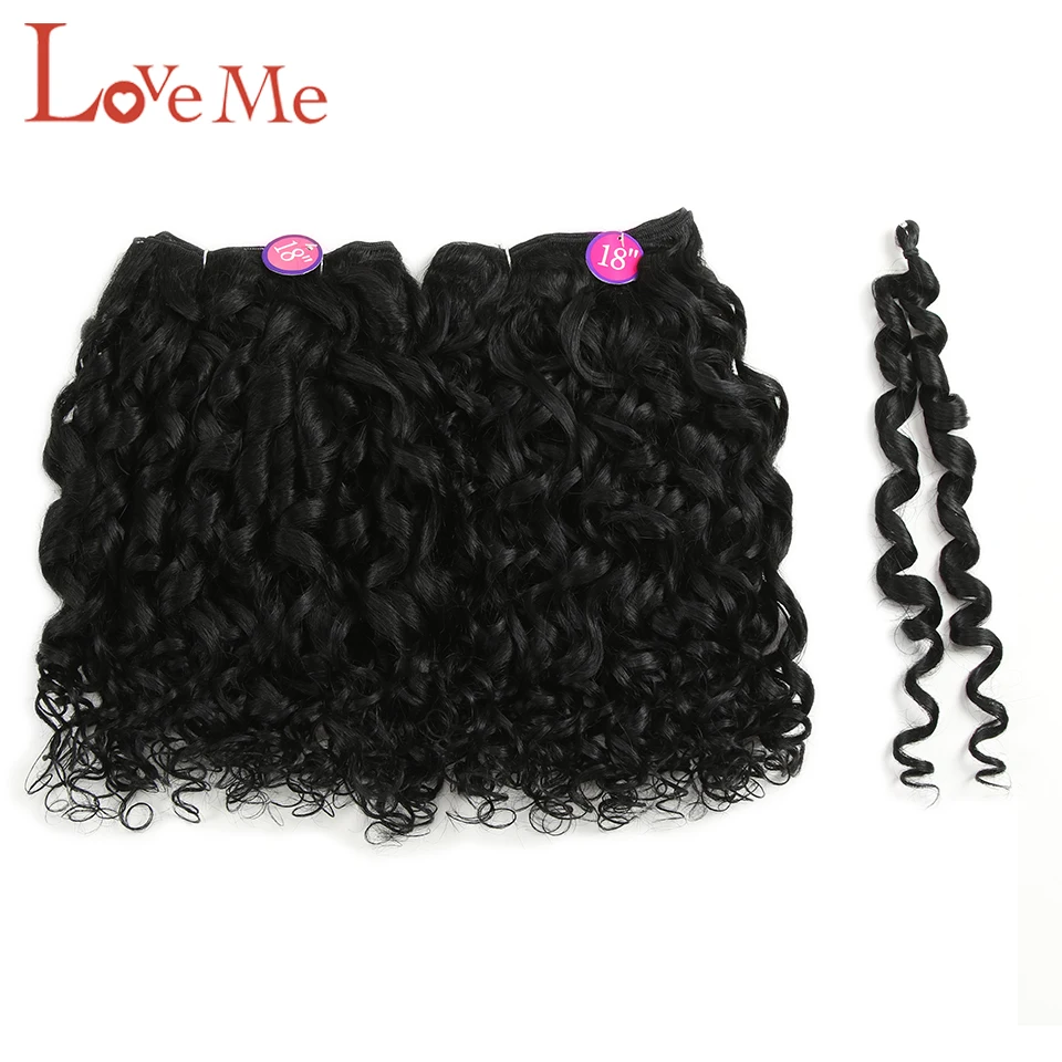 

Loose Deep Wave Wig Bundles Hair Extensions 18 Inch 3 pcs Natural Black High Temperature Fiber Synthetic Hair Bundles LOVE ME
