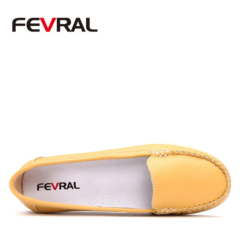Модные женские мокасины FEVRAL из натуральной кожи без шнуровки с острым носком на