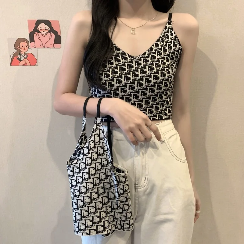 

Ice Silk Camis Top Women Sleeveless Sexy Crop Tops Tees Fashion Knitted Backless V-neck Tank Top Summer Vest