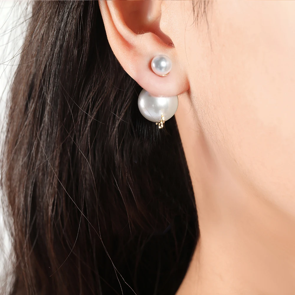 

WYBU Fashion Double Ball Red Cherry Stud Erring For Women Round Pearl With Golden Star Pendant Earring Jewelry Gift For Friend