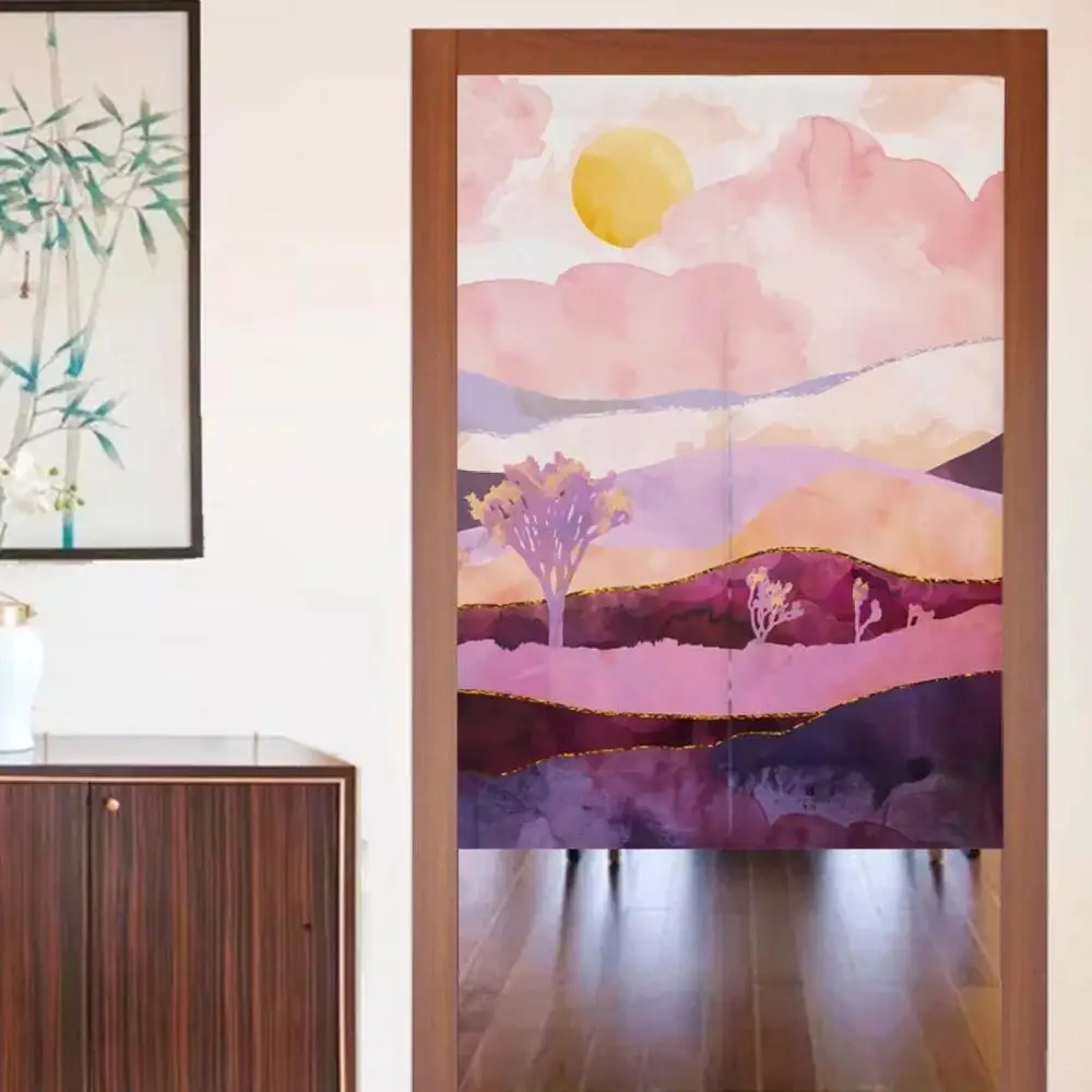 

Sunset Massif Fabric Cotton Linen Bedrooom Door Curtain Shower Blackout Curtain Geomantic Living Room Partition Curtain