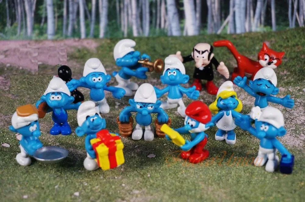 

13pcs/set kawaii blue spirit famous cartoon dolls Smurfing figure model toys Cake decoration
