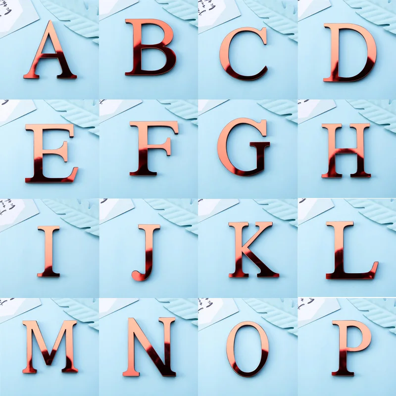 

3D Red English Letters Mirror Acrylic Wall Sticker Bedroom Living House Festival Party Wedding Decor DIY Art Mural Alphabe Poste