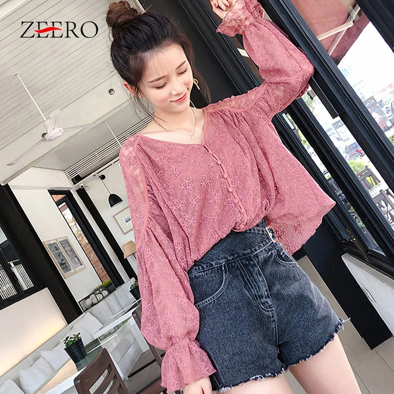 Женские летние топы блузки 2019 кружевное сексуальное модное женственное блузка